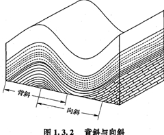 褶皱构造 在褶皱比较强烈的地区,一般都是线形的背斜与向斜相问排列